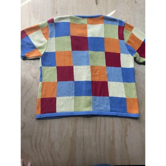 Christopher & Banks Patchwork Color Block Sweater Sz L Cardigan 90's Y2K Vintage - Picture 4 of 6